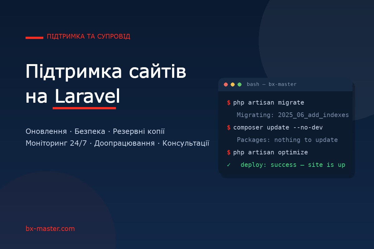 Підтримка сайтів на Laravel